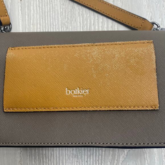 Botkier Women's Truffle Gray & Camel Coloblock Leather Crossbody Purse Bag - Picture 2 of 12
